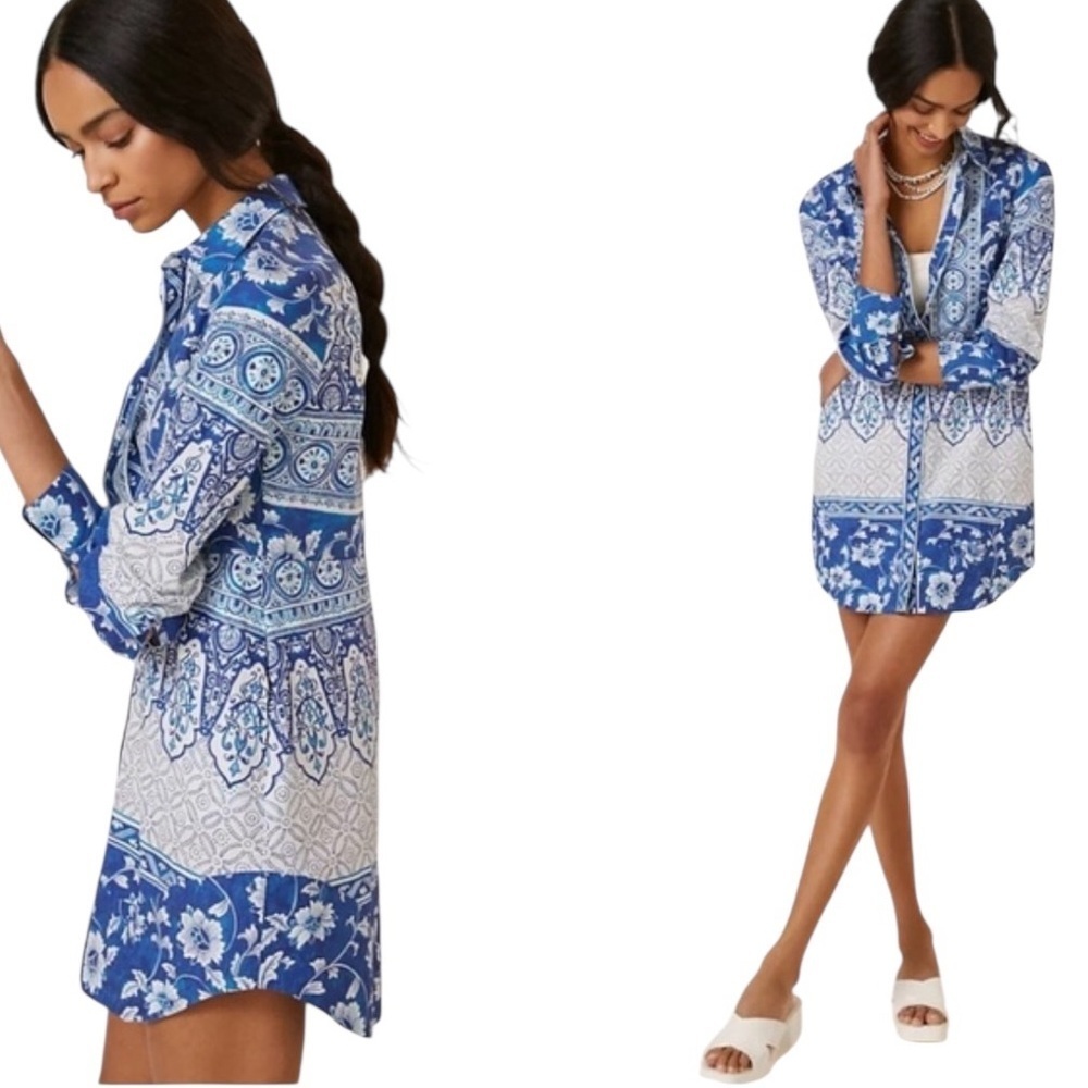 Anthropologie Santorini Button Front Shirtdress